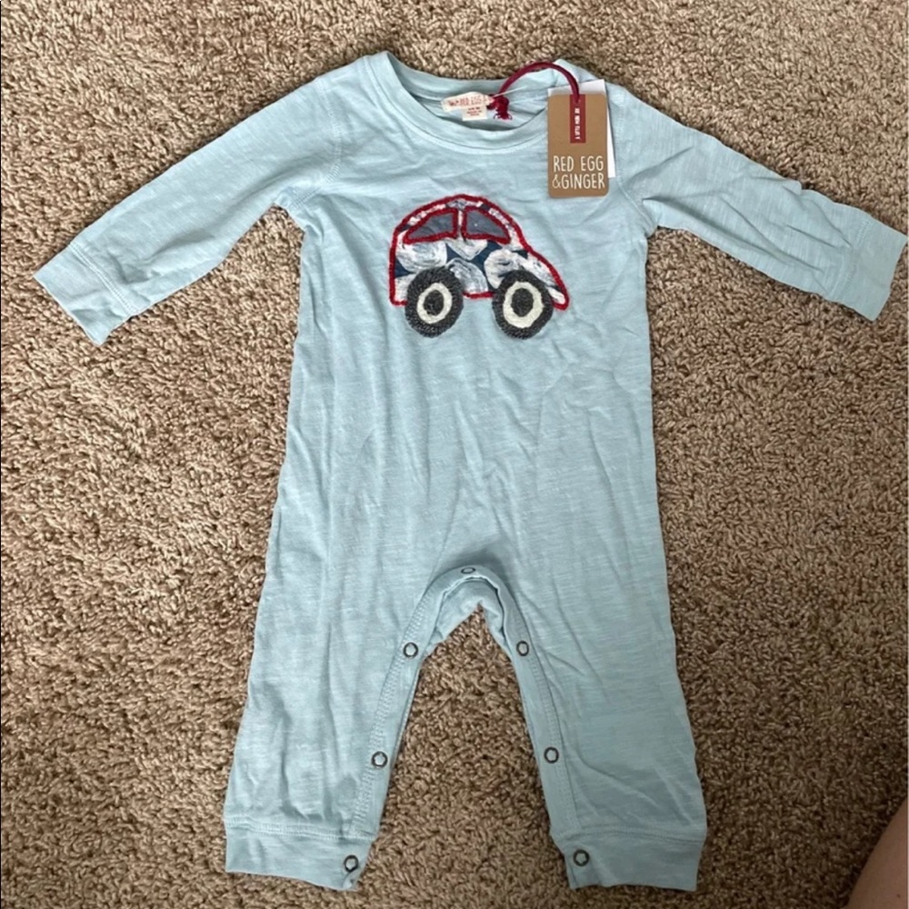 Red Egg & Ginger Beetle Car Romper 3-6M